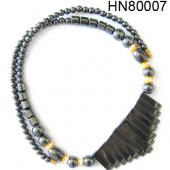 Hematite (Magnetic) Gemstone Beads Necklace with 13 bars  18inch